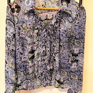 Violet & Claire Blue Green Purple Paisley Blouse